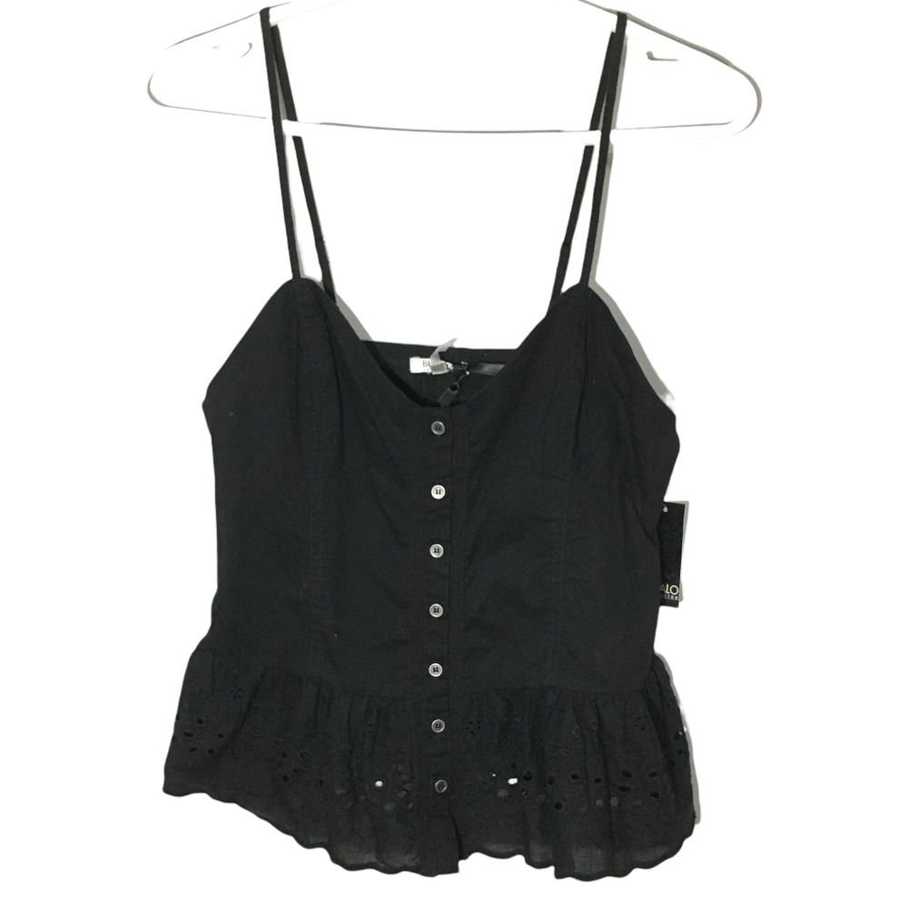 NEW Buffalo David Bitton Women's Eyelet Bottom Cami Tank Top Size Medium Black